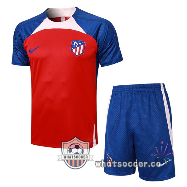 Atletico Madrid Training T-Shirts + Shorts Red Blue 2023-2024