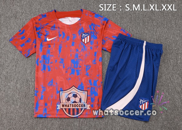 Atletico Madrid Training T-Shirts + Shorts Red Blue 2023-2024