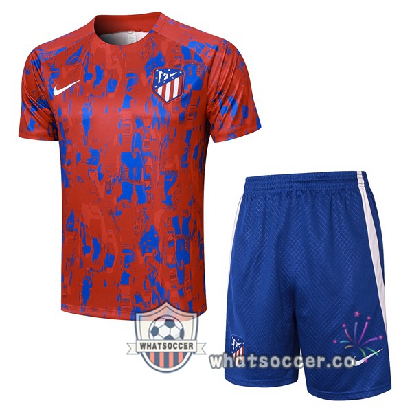 Atletico Madrid Training T-Shirts + Shorts Red Blue 2023-2024