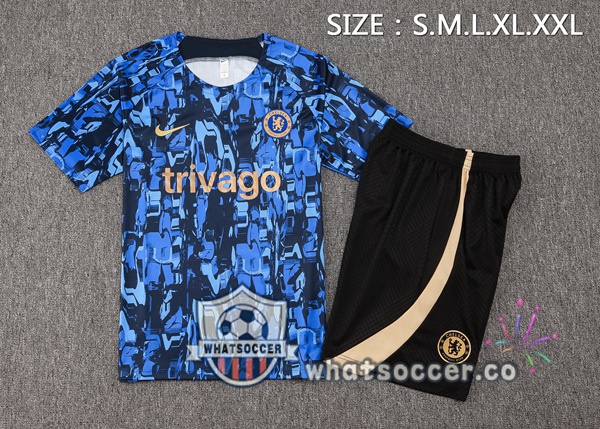 FC Chelsea Training T-Shirts + Shorts Blue 2023-2024