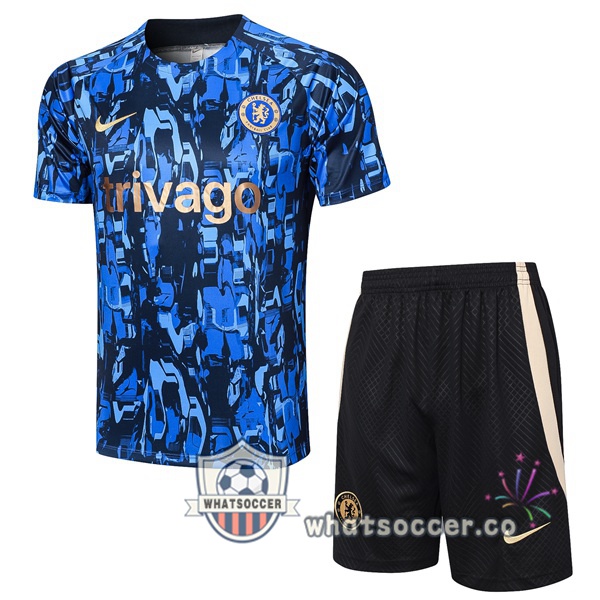 FC Chelsea Training T-Shirts + Shorts Blue 2023-2024