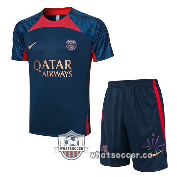 Paris PSG Training T-Shirts + Shorts Blue Royal 2023-2024