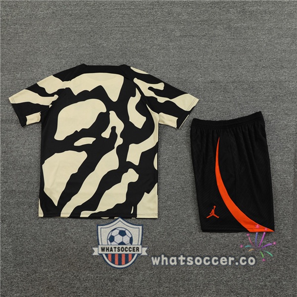 Paris PSG Training T-Shirts + Shorts Black Yellow 2023-2024