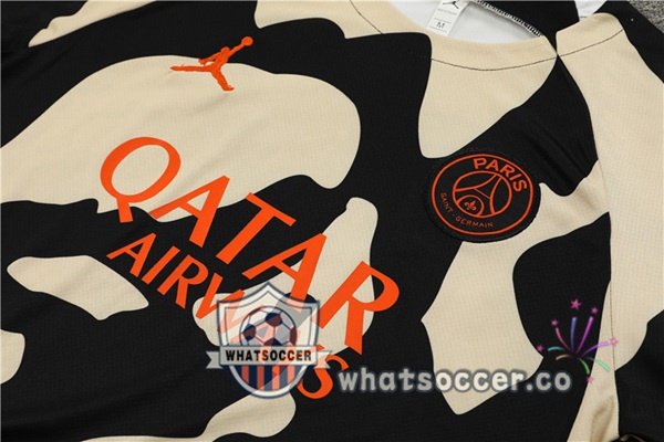 Paris PSG Training T-Shirts + Shorts Black Yellow 2023-2024