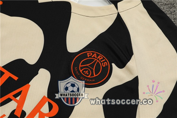 Paris PSG Training T-Shirts + Shorts Black Yellow 2023-2024