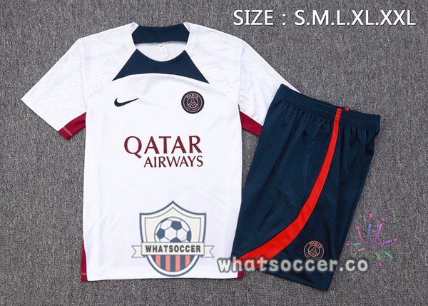 Paris PSG Training T-Shirts + Shorts White 2023-2024