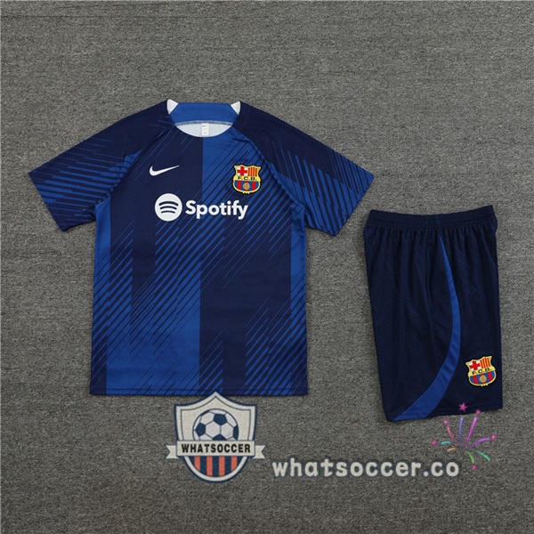 FC Barcelona Training T-Shirts + Shorts Blue 2023-2024
