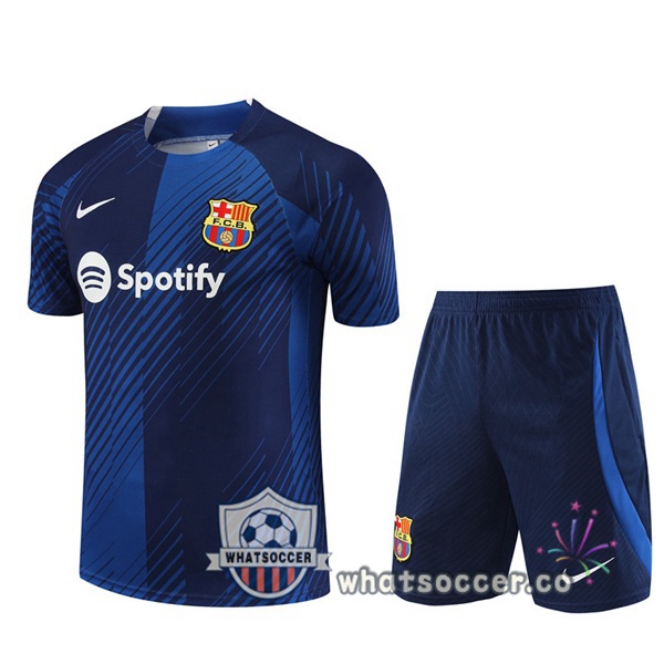 FC Barcelona Training T-Shirts + Shorts Blue 2023-2024