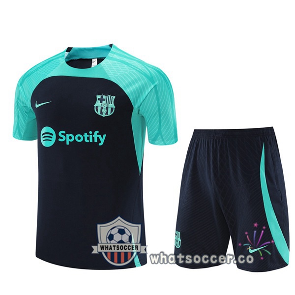 FC Barcelona Training T-Shirts + Shorts Green Blue Royal 2023-2024