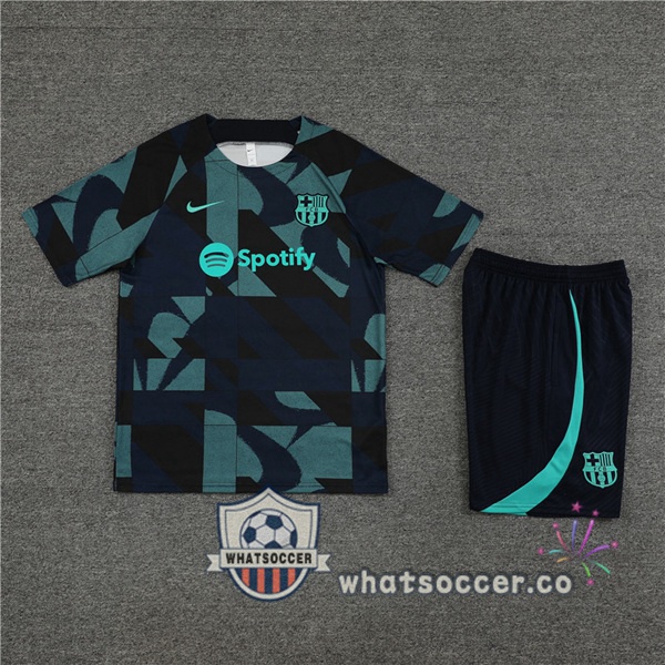 FC Barcelona Training T-Shirts + Shorts Green Blue Royal 2023-2024