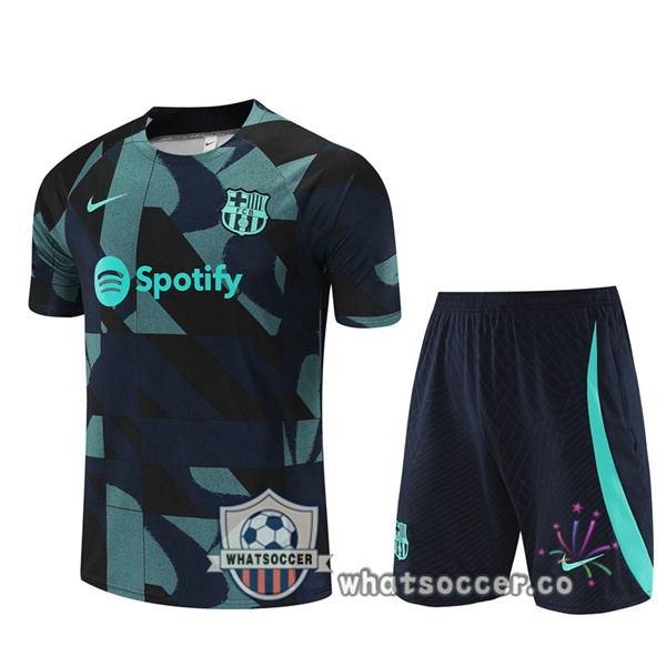 FC Barcelona Training T-Shirts + Shorts Green Blue Royal 2023-2024