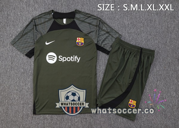 FC Barcelona Training T-Shirts + Shorts Green 2023-2024
