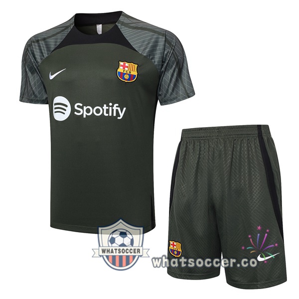 FC Barcelona Training T-Shirts + Shorts Green 2023-2024