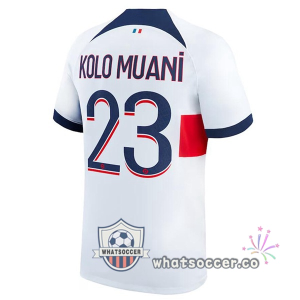 Paris PSG (Kolo Muani 23) Away Soccer Jerseys White 2023-2024