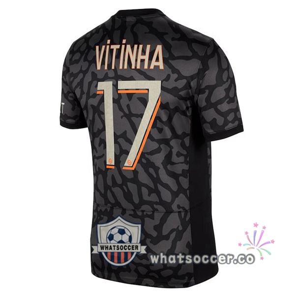Paris PSG (Vitinha 17) Third Soccer Jerseys Black 2023-2024