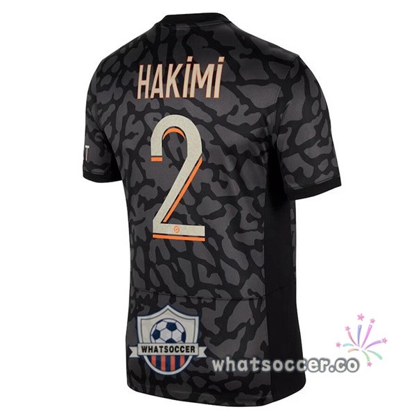 Paris PSG (Hakimi 2) Third Soccer Jerseys Black 2023-2024