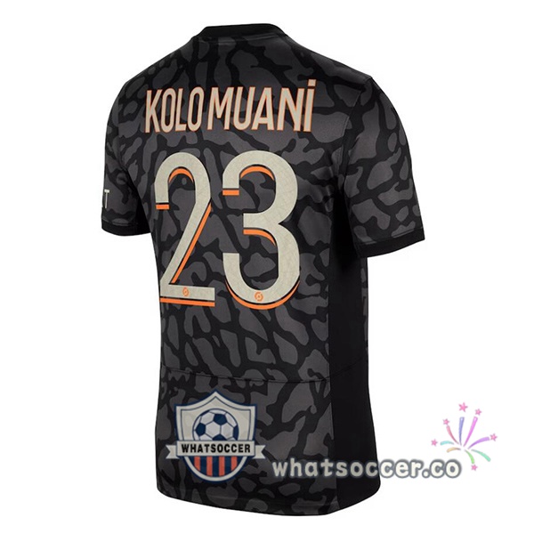 Paris PSG (Kolo Muani 23) Third Soccer Jerseys Black 2023-2024