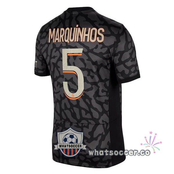 Paris PSG (Marquinhos 5) Third Soccer Jerseys Black 2023-2024