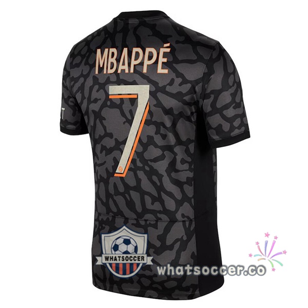 Paris PSG (Mbappé 7) Third Soccer Jerseys Black 2023-2024