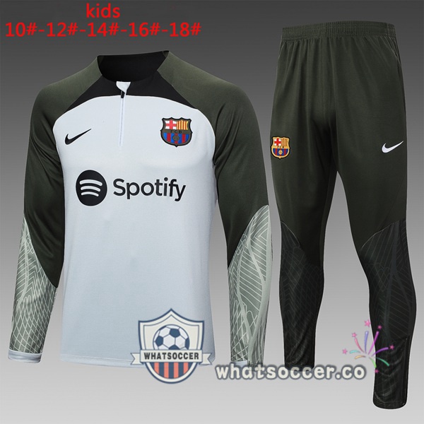 Tracksuit FC Barcelona Kids White Green 2023-2024