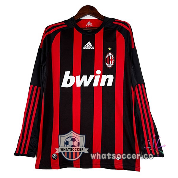 AC Milan Retro Home Long Sleeve Red Black 2008-2009