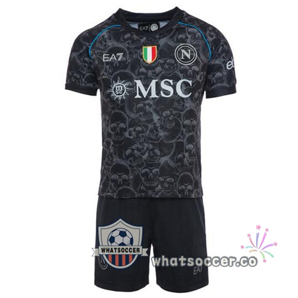 SSC Napoli Kids Halloween Soccer Jerseys Black 2023-2024
