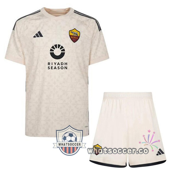 AS Roma Kids RIYADH SEASON Away Soccer Jerseys Yellow 2023-2024