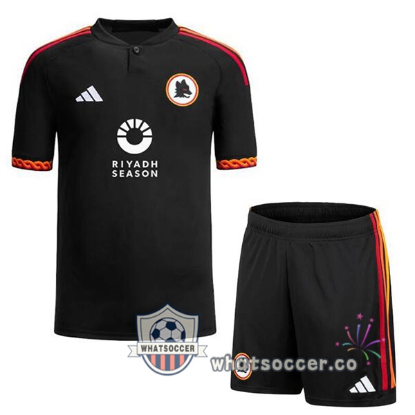 AS Roma Kids RIYADH SEASON Third Soccer Jerseys Black 2023-2024