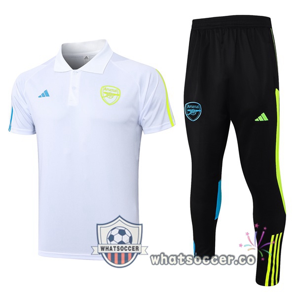 Training Polo Arsenal + Pants White 2023-2024