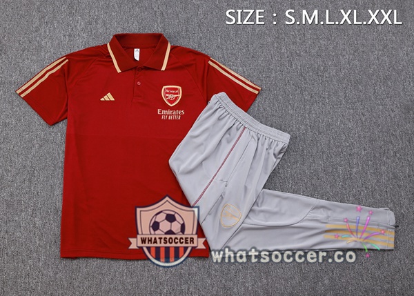 Training Polo Arsenal + Pants Red 2023-2024