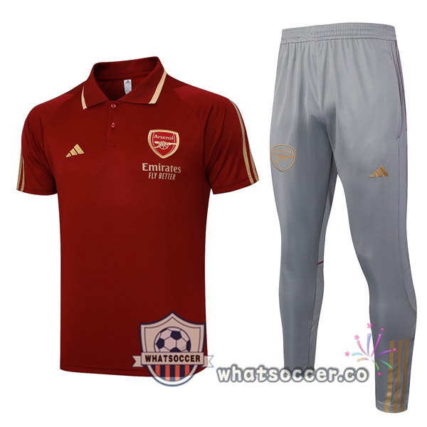 Training Polo Arsenal + Pants Red 2023-2024