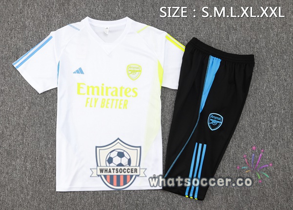 Arsenal Training T-Shirts + Shorts White 2023-2024