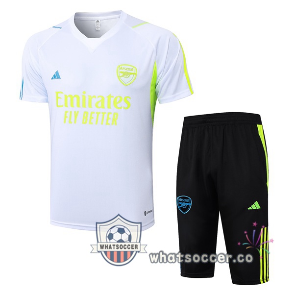 Arsenal Training T-Shirts + Shorts White 2023-2024