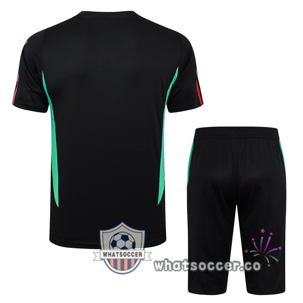 Manchester United Training T-Shirts + Shorts Black Red 2023-2024