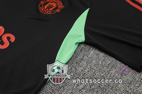 Manchester United Training T-Shirts + Shorts Black Red 2023-2024