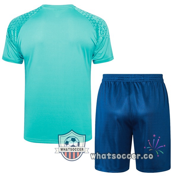 Olympique de Marseille Training T-Shirts + Shorts Blue 2023-2024