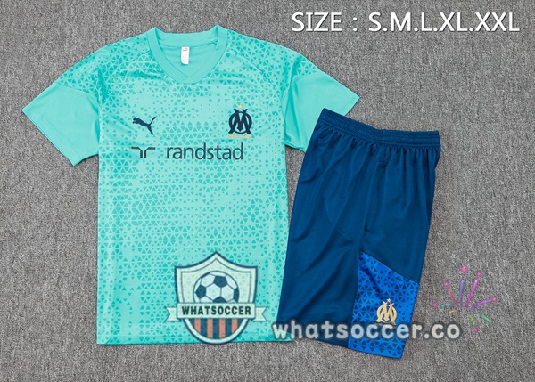 Olympique de Marseille Training T-Shirts + Shorts Blue 2023-2024