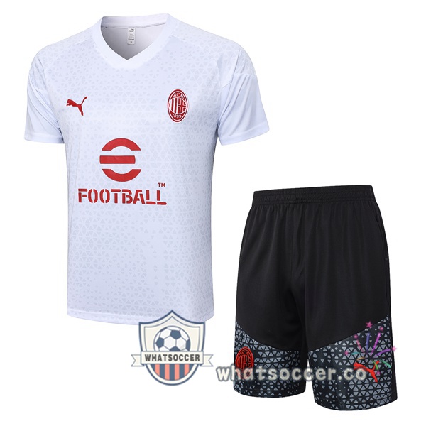 AC Milan Training T-Shirts + Shorts White 2023-2024
