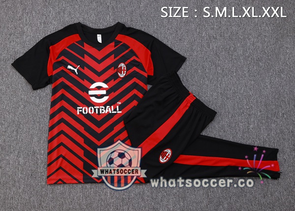 AC Milan Training T-Shirts + Pants Black Red 2023-2024