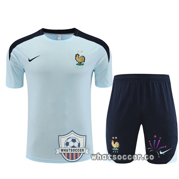 France Training T-Shirts + Shorts Blue 2023-2024