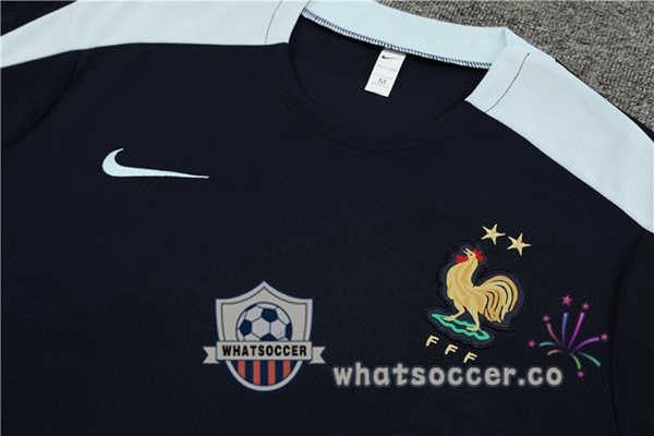 France Training T-Shirts + Shorts Blue Royal 2023-2024
