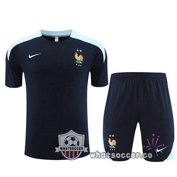France Training T-Shirts + Shorts Blue Royal 2023-2024