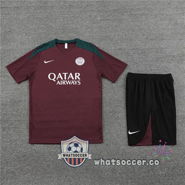 Paris PSG Training T-Shirts + Shorts Red 2023-2024