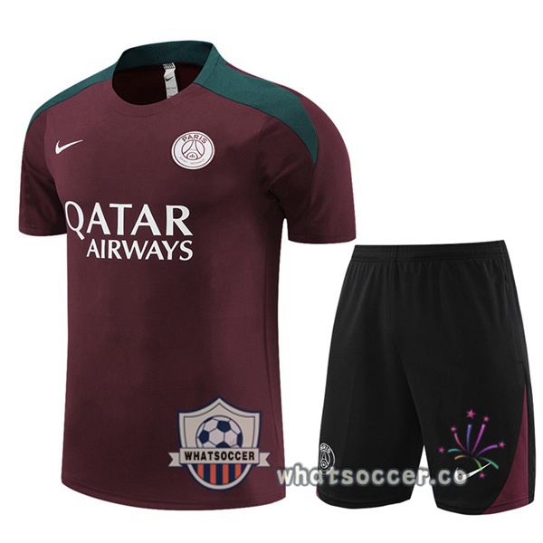 Paris PSG Training T-Shirts + Shorts Red 2023-2024