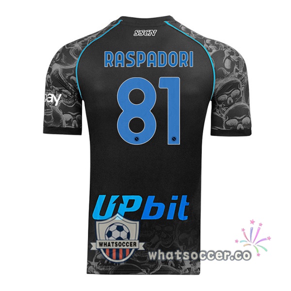 SSC Napoli (Giacomo Raspadori 81) Halloween Soccer Jerseys Black 2023-2024