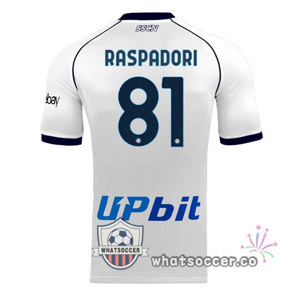 SSC Napoli (Giacomo Raspadori 81) Away Soccer Jerseys White 2023-2024