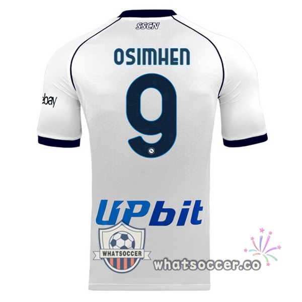 SSC Napoli (Victor Osimhen 9) Away Soccer Jerseys White 2023-2024