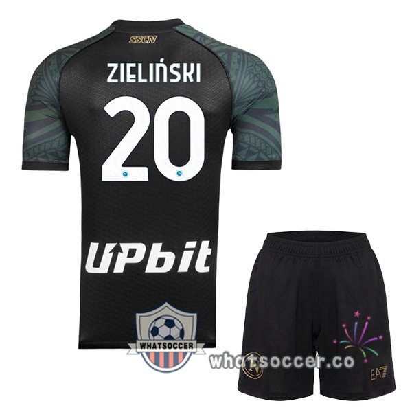 SSC Napoli (Piotr Zielinski 20) Kids Third Soccer Jerseys Black 2023-2024