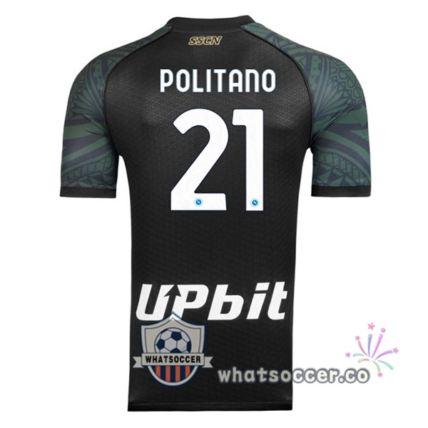SSC Napoli (Matteo Politano 21) Third Soccer Jerseys Black 2023-2024