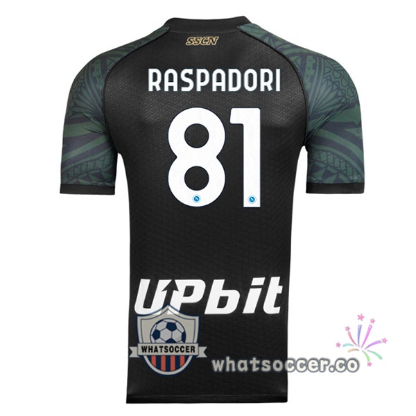 SSC Napoli (Giacomo Raspadori 81) Third Soccer Jerseys Black 2023-2024